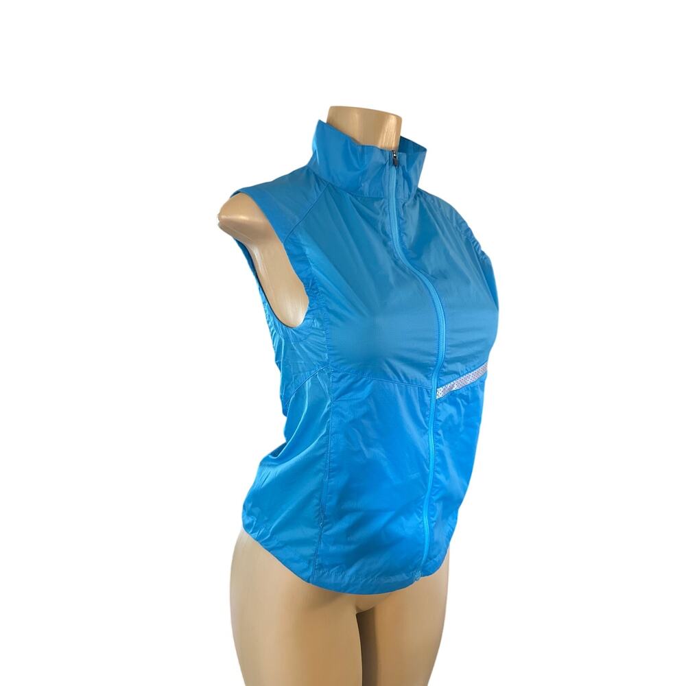 Women XS Oiselle Reflective Vigor Vest Zip Sleeveless Blue Running Lightweight
